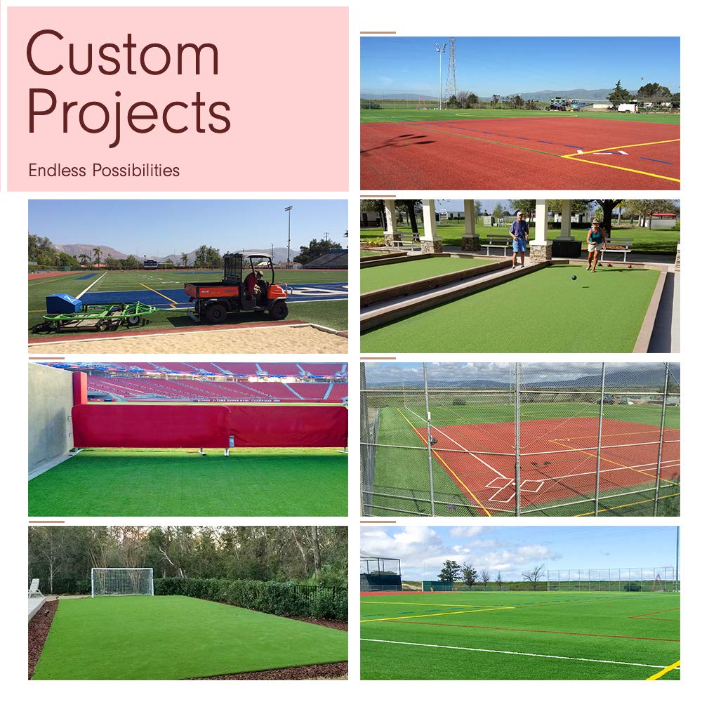 15 x 59 Feet Premium Synthetic Turf for Sports - Deluxe Artificial Grass [Indoor and Outdoor Athletic Mat for Agility Training, Fake Grass for Large Football Fields, Pet Dogs Potty Rugs]