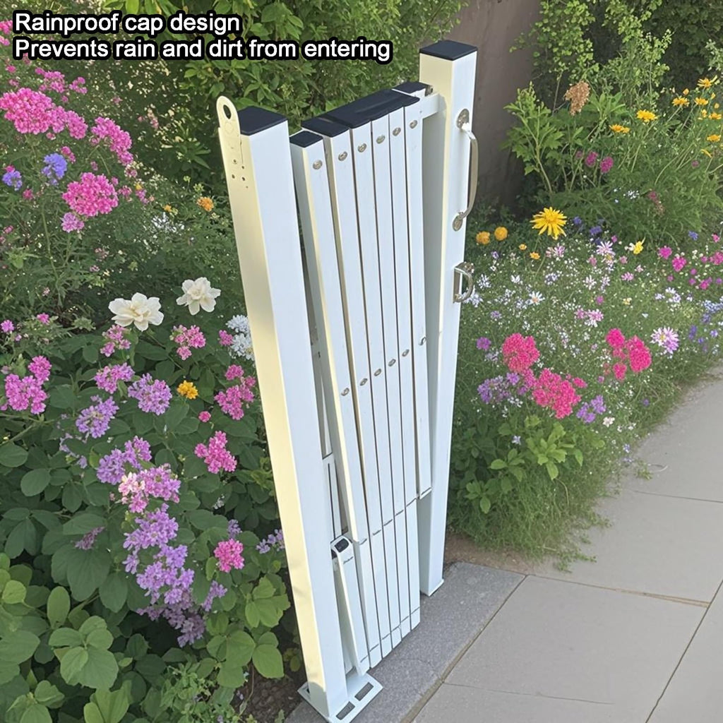 Expandable Metal Safe Gate with Wheels, Adjustable le Ga BER, Foldable Road Closure Fence (39.4 x 98.4 inches), Easy Installat, Flexible Design for Home & Pets