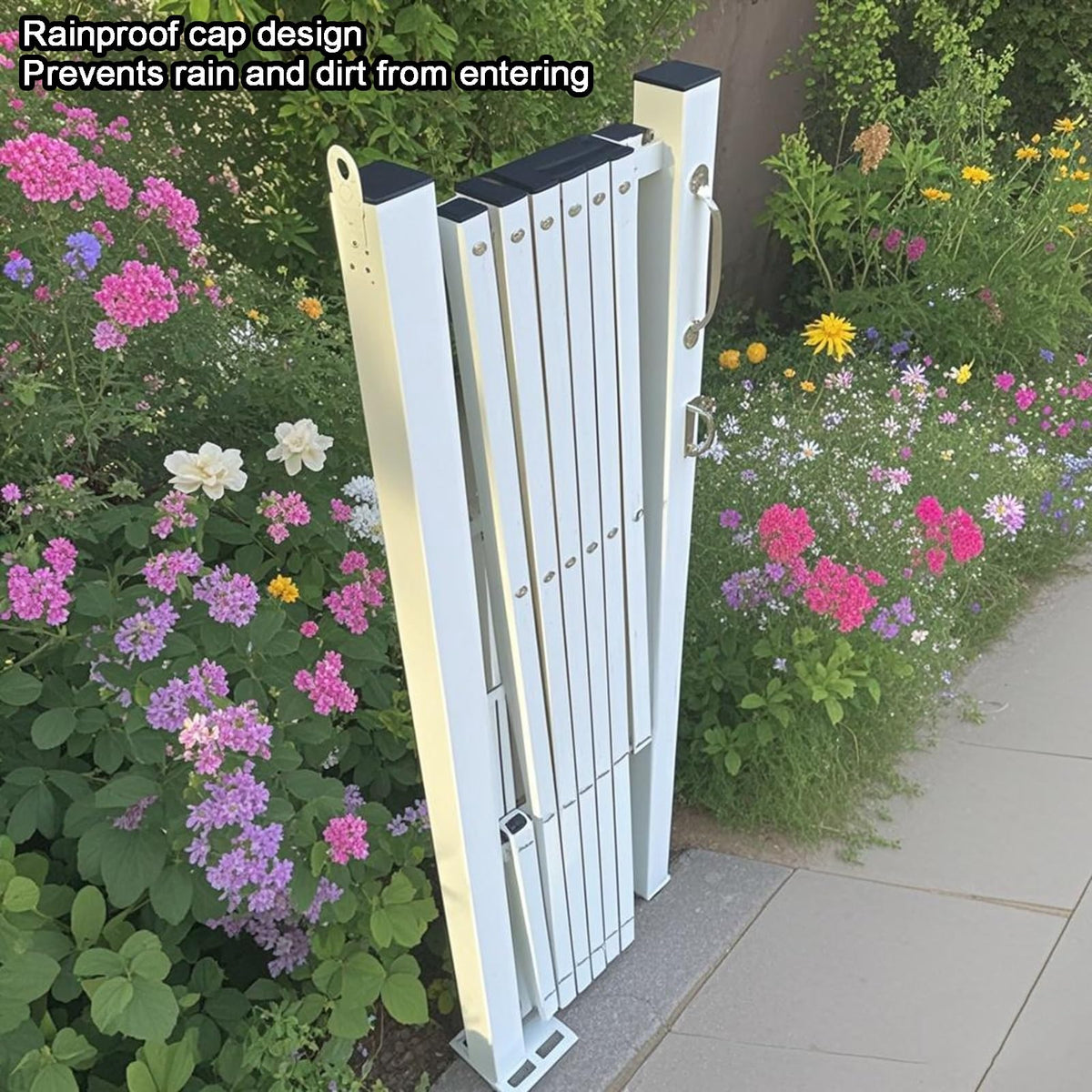 Expandable Metal Safe Gate with Wheels, Adjustable le Ga BER, Foldable Road Closure Fence (39.4 x 98.4 inches), Easy Installat, Flexible Design for Home & Pets