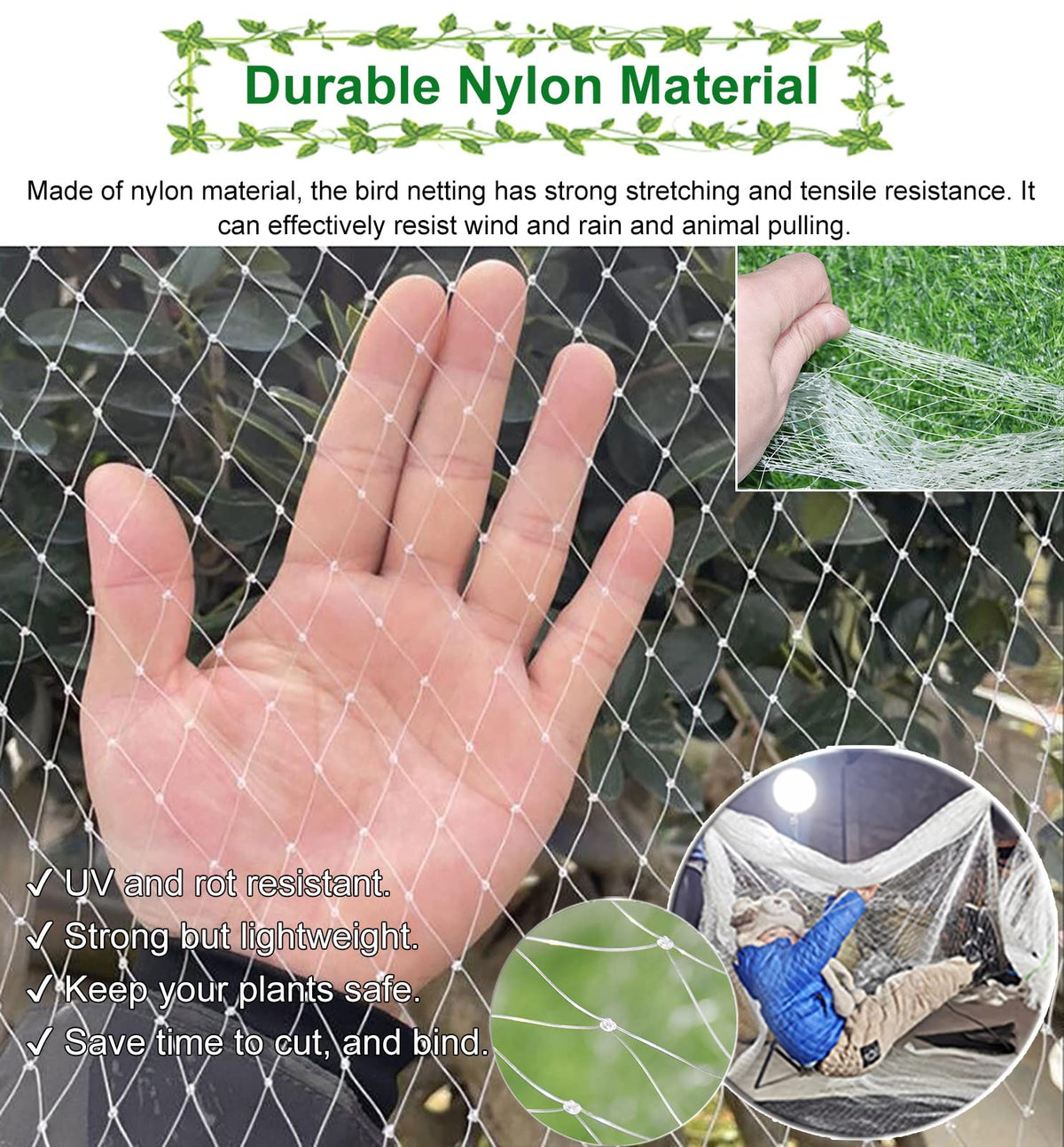This Bird Netting for Balcony Safety - Extra Wide Transparent Nylon Fence for Dogs and Cats, Reusable Garden Trellis for Stairs and Windows, Pet Protection Netting.