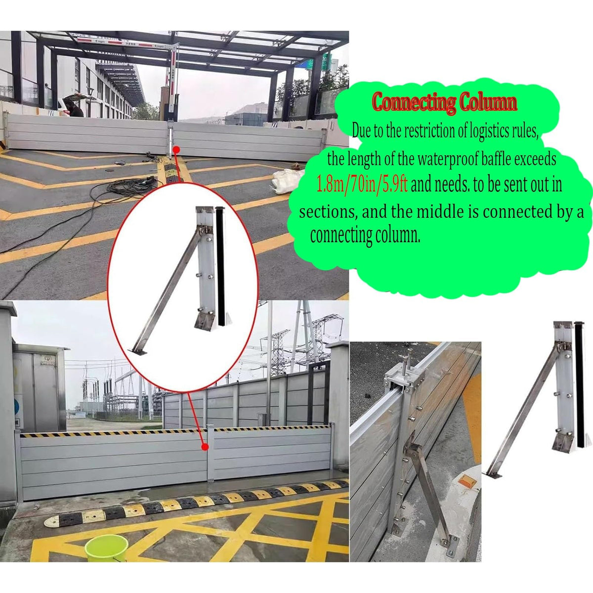 Reusable Metal Aluminum Flood Barriers/Gates for Home Doors, 2ft - 15.7ft Long Flood Prevention Barrier Water Stopper Shield,for Outside/Indoor/Garage Door/Basement/ (Color : L 460cm(15.1ft