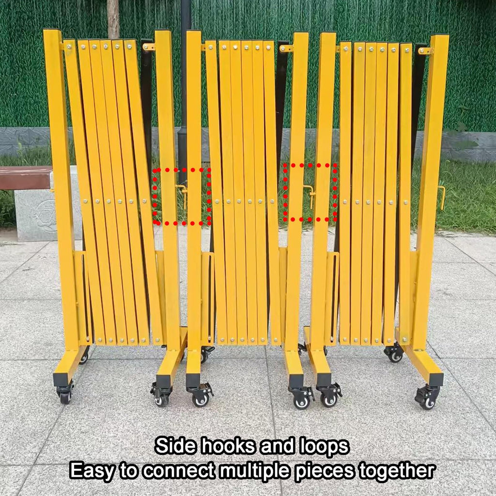 Expandable Folding Security Gate - Outdoor Retractable Scissor Door for Schools Portable Traffic Control Barrier with Wheels (31.5"x236.2") - Durable Easy to Use Connectable Design