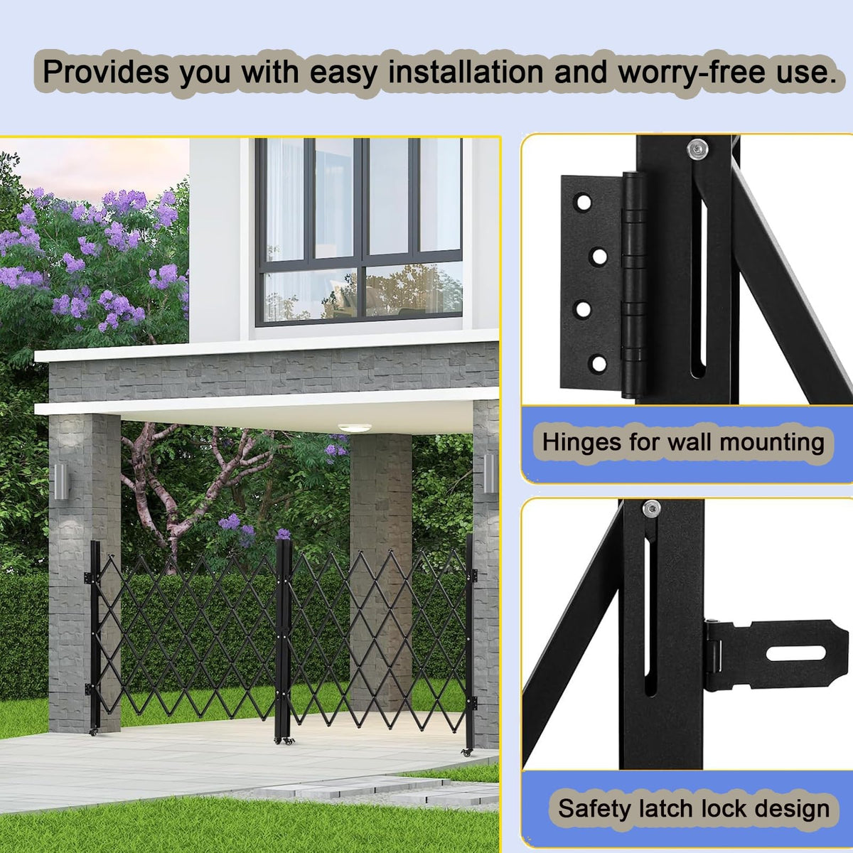 Portable Stainless Steel Safe Gate, 1.5 x 4m Folding Door with Wheels, and Versatile for Basements and Gas, Easy to Use.