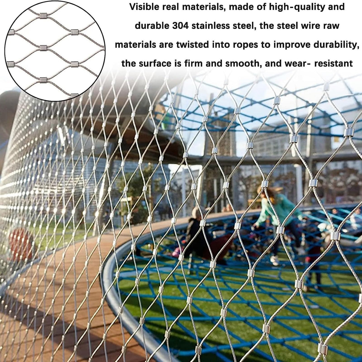 Stainless Steel Rope Net 6cm Mesh Safety Fence - Durable Anti-Fall Barrier for Kids & Pets, Theft Protection for Balconies & Stairs, 2x6m Safety Solution