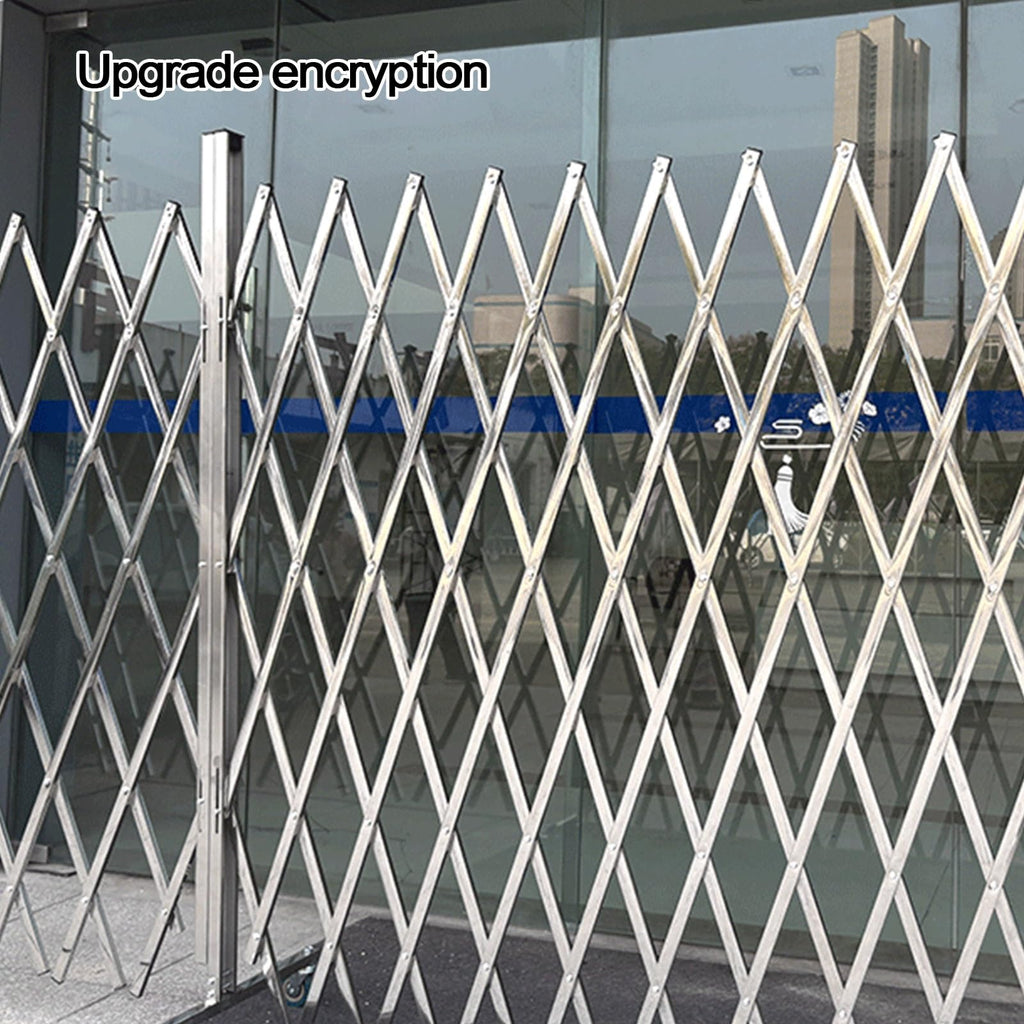 Mobile Stainless Steel Expandable Barrier with Reflective Stripes - Durable Safety Fence for Playgrounds, Parks, Garages - Portable and Easy to Set Up (Blue, 1.2x4.5m)