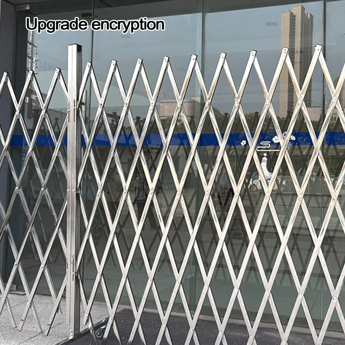 Mobile Stainless Steel Expandable Barrier with Reflective Stripes - Durable Safety Fence for Playgrounds, Parks, Garages - Portable and Easy to Set Up (Blue, 1.2x4.5m)