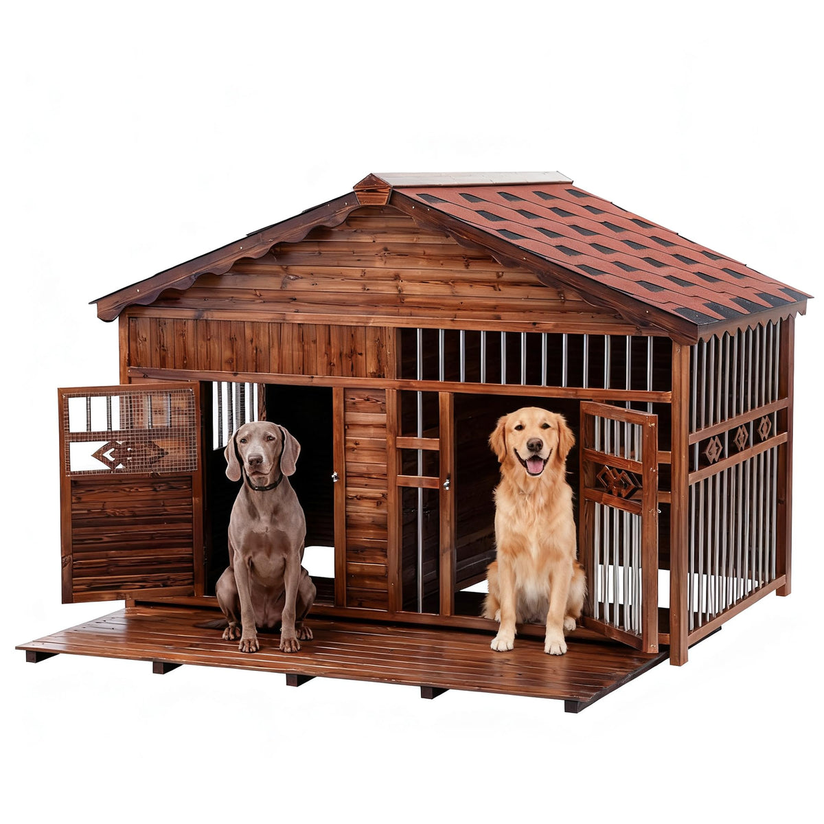 Extra Large Outdoor Dog House - Casa para Perros with Double Asphalt Shingle Roof, Removable Floor & Adjustable Windows for Easy Cleaning, Ideal for Medium to Large Breeds,8XL