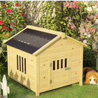 Dog House,Wooden Outdoor Pet Log Cabin Kennel,Weather Resistant Waterproof with Door Flap Drawable Base Plate Home Pet Furniture,for Small Medium Large Animals (Size : Small) ()