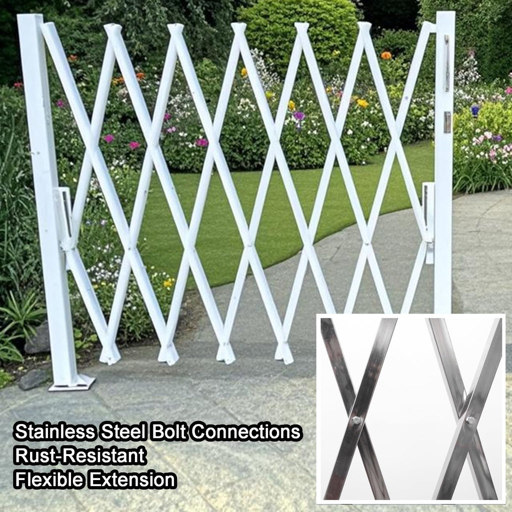 Expandable Metal Safe Gate with Wheels, Adjustable le Ga BER, Foldable Road Closure Fence (39.4 x 98.4 inches), Easy Installat, Flexible Design for Home & Pets