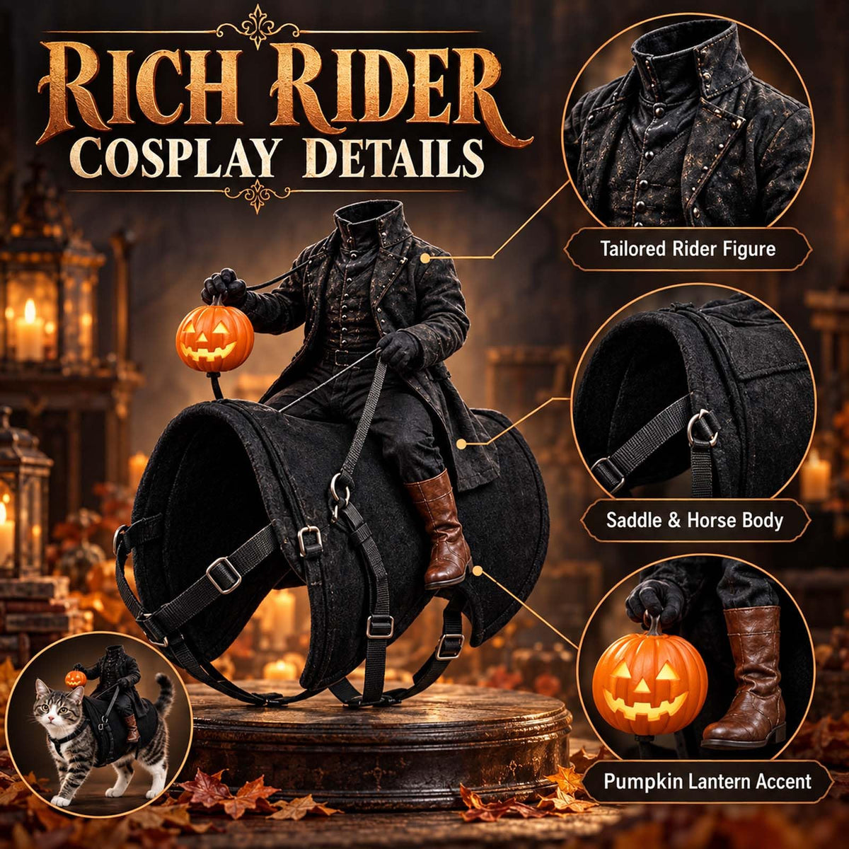 Headless Horseman Halloween Costume for Dogs and Cats
