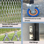 Mobile Stainless Steel Expandable Barrier with Reflective Stripes - Durable Safety Fence for Playgrounds, Parks, Garages - Portable and Easy to Set Up (Blue, 1.2x4.5m)