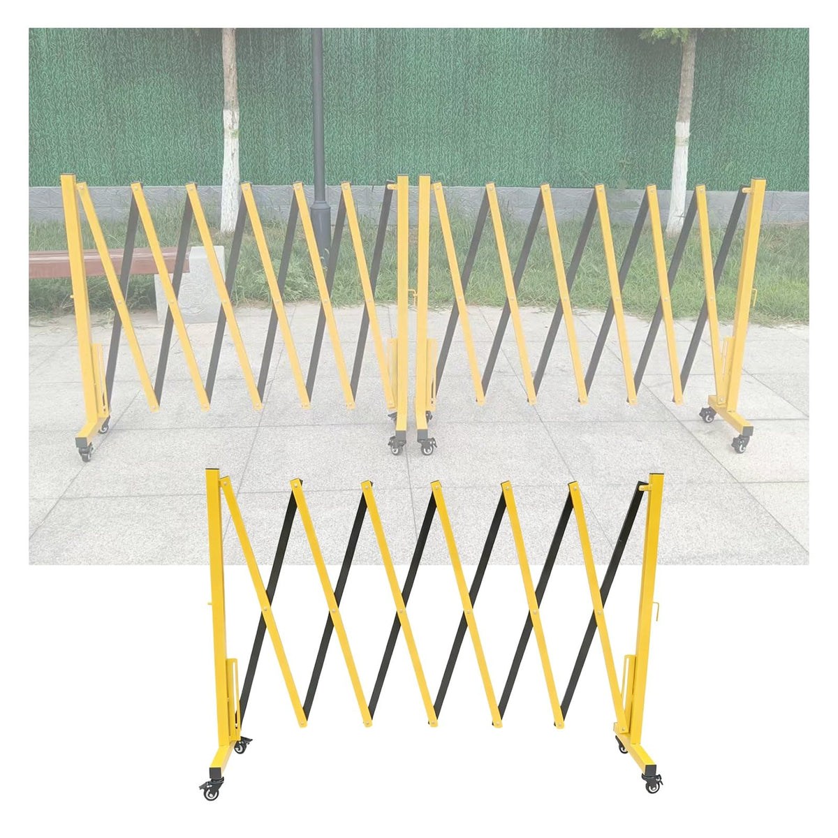 Expandable Folding Securi Gate - Outdoor Retractable Scissor Door Connectable BER for Schools Portable Traffic Control Gate with Wheels (31.5"x236.2")