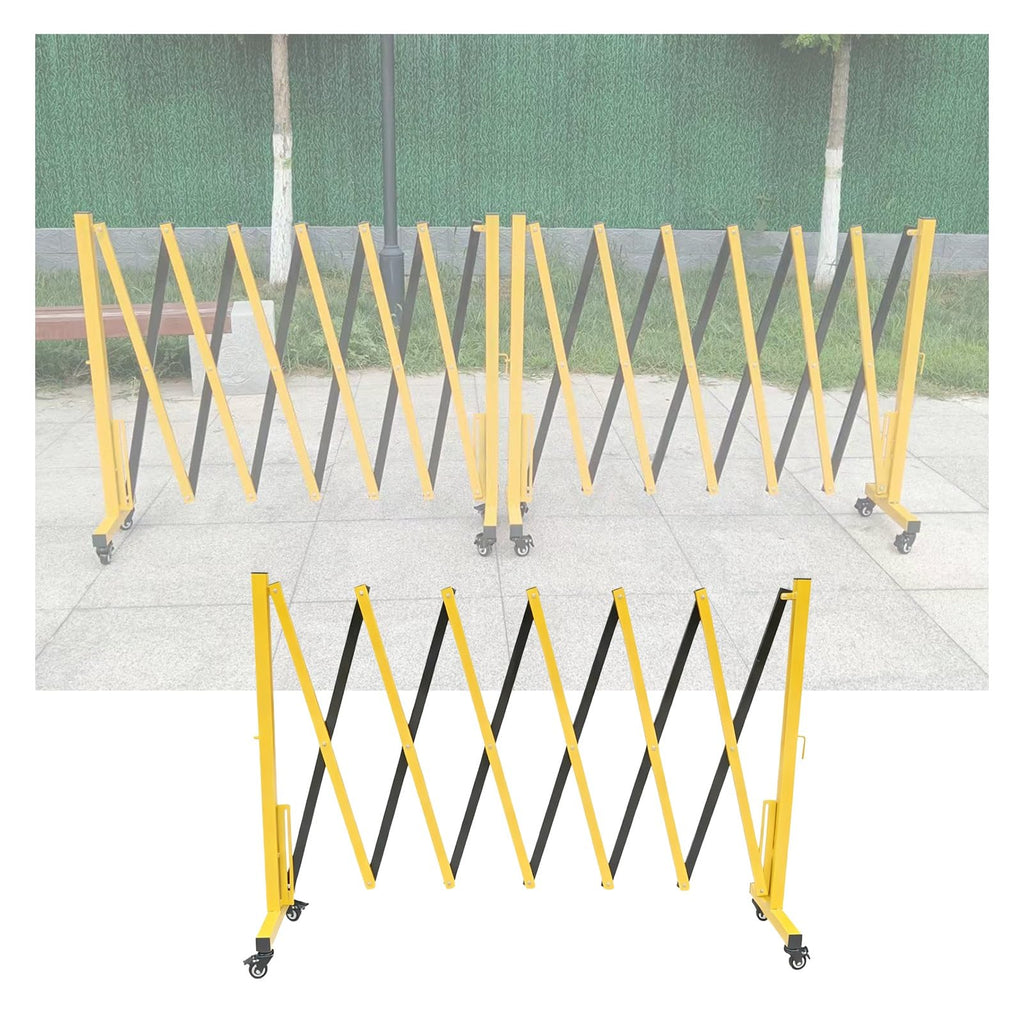 Expandable Folding Security Gate - Outdoor Retractable Scissor Door for Schools Portable Traffic Control Barrier with Wheels (31.5"x236.2") - Durable Easy to Use Connectable Design