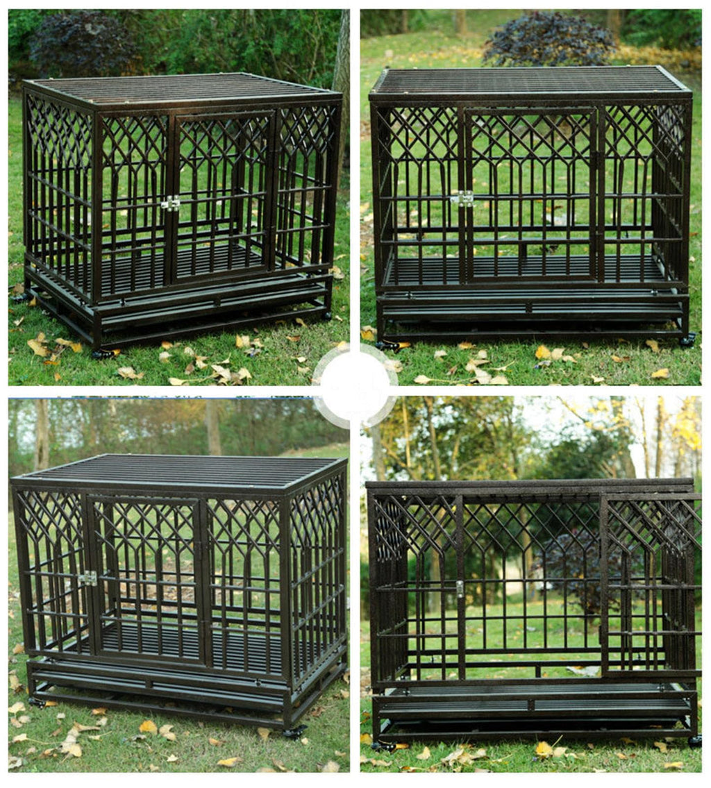 VIDECOR Heavy-Duty Dog Crate, Dog Cage, for Medium and Large Dogs, Small Door with Skylight, Easy Cleaning, Pet Cage,125 * 93 * 115cm