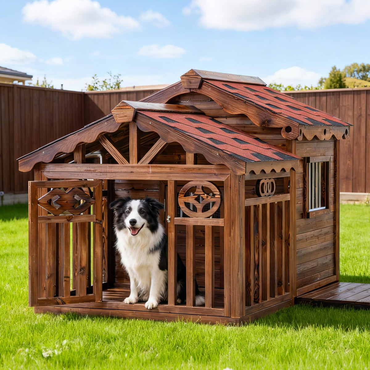 Extra Large Outdoor Dog House - Casa para Perros with Double Asphalt Shingle Roof, Removable Floor & Adjustable Windows for Easy Cleaning, Ideal for Medium to Large Breeds,8XL