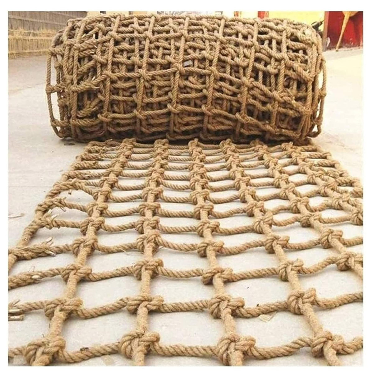 Kids Safety Net - Jute Rope Climbing Net with 15cm Mesh, Fall Protection for Outdoor Play, Ideal for Children and Pets, Durable and Secure Climbing Solution